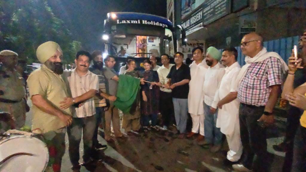 MLA Jimpa flags off three buses under the Chief Ministers Pilgrimage Scheme